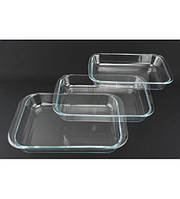 Набір форм для запікання A-PLUS скляних прямокутних 3 шт (1086)