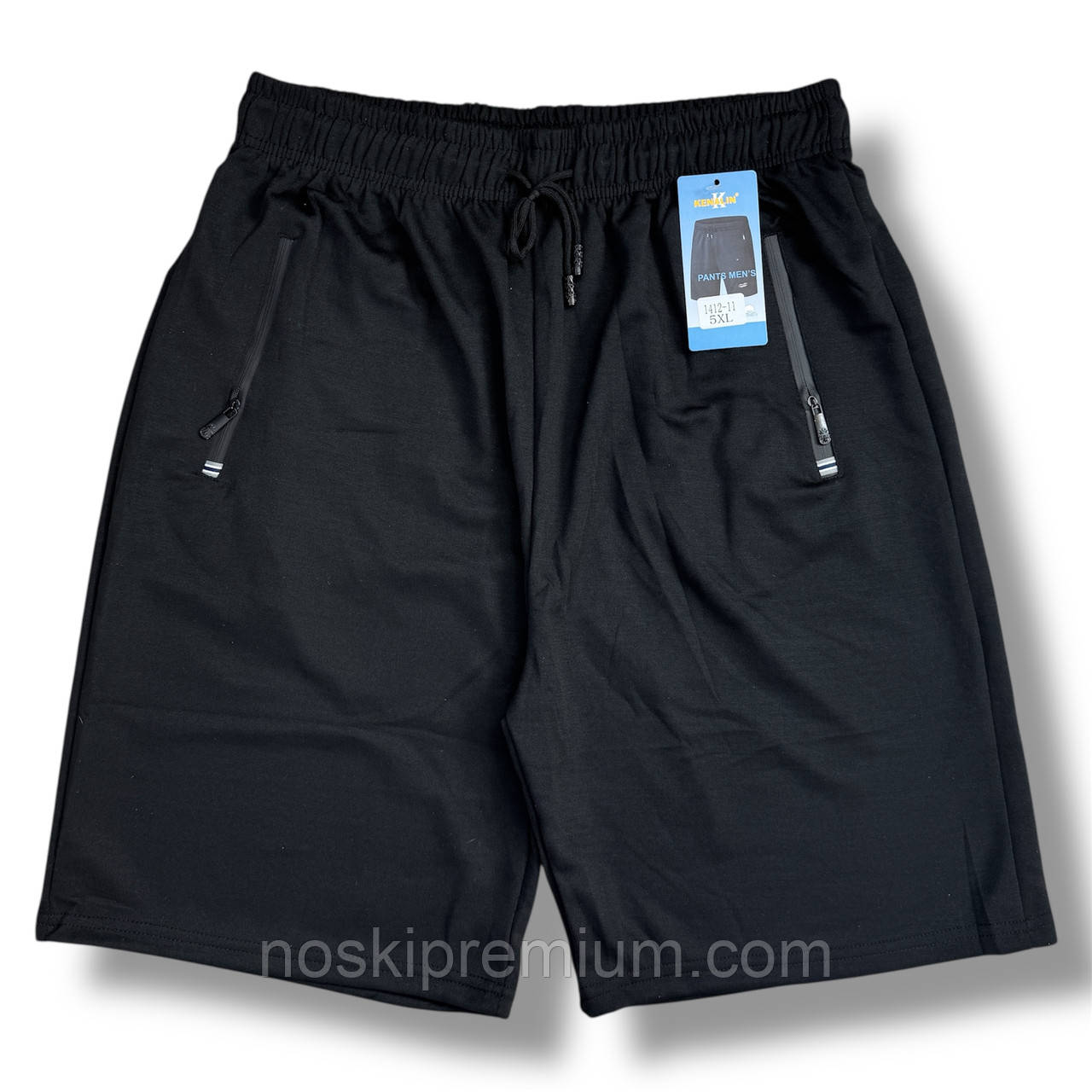 Шорти чоловічі трикотаж батали Kenalin, розміри 5XL-8XL, чорні, 1412-11, фото 1