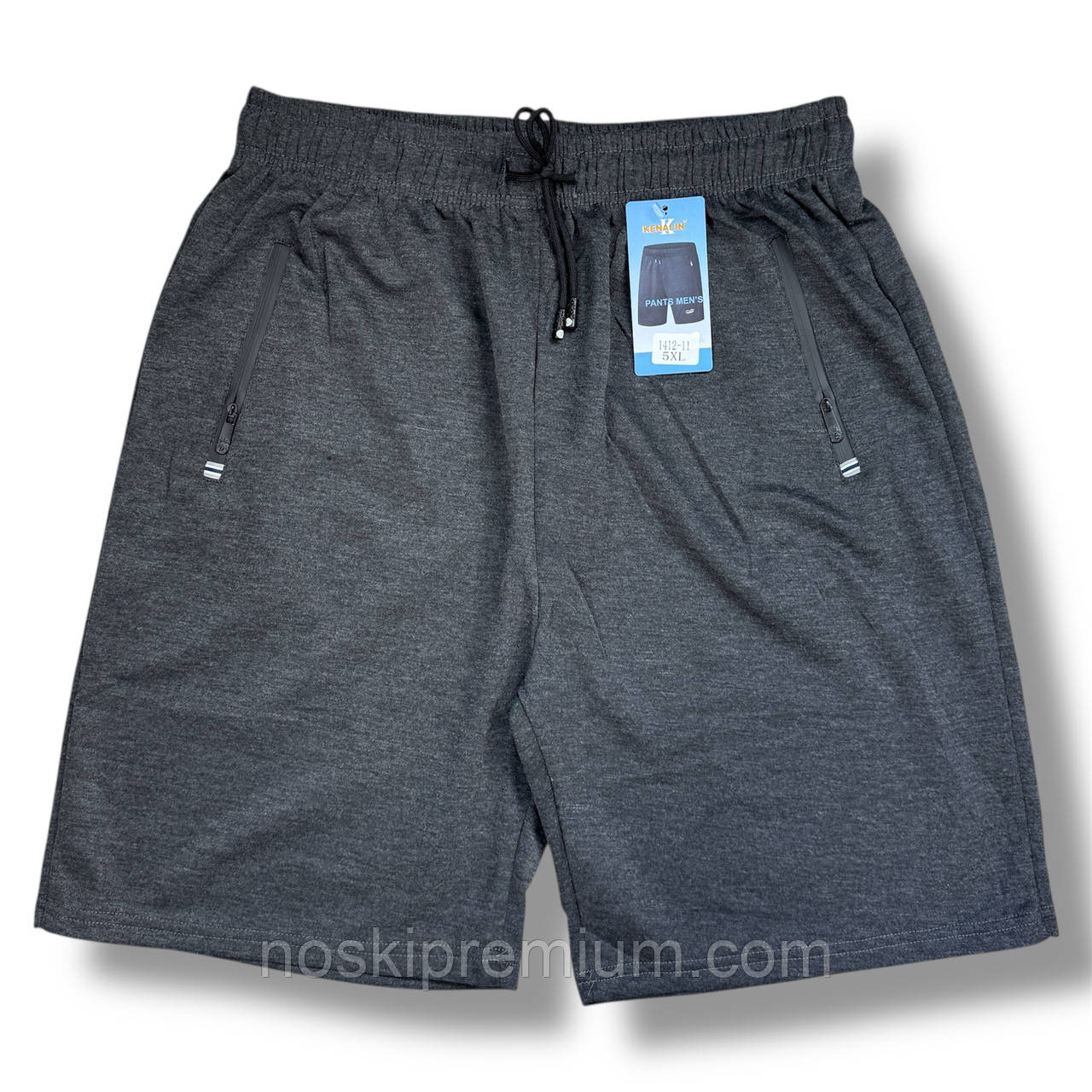 Шорти чоловічі трикотаж батали Kenalin, розміри 5XL-8XL, темно-сірі, 1412-11, фото 1