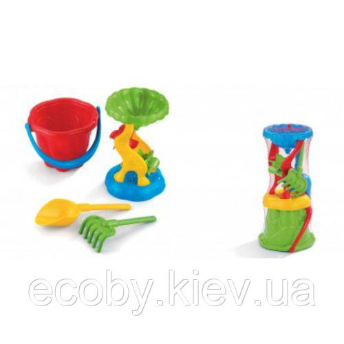 Пісочний набір "Хвиля" млина, відерце, лопатка, граблі, фото 1
