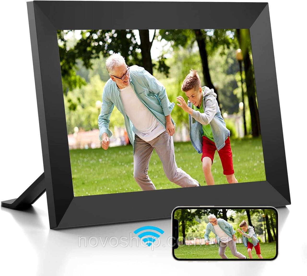 Цифрова фоторамка Frameo 10.1 дюйма з WiFi та сенсорним IPS-дисплеєм HD