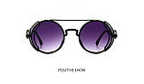Фіолетові сонцезахисні круглі окуляри пастикові, фото 2