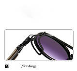 Фіолетові сонцезахисні круглі окуляри пастикові, фото 6