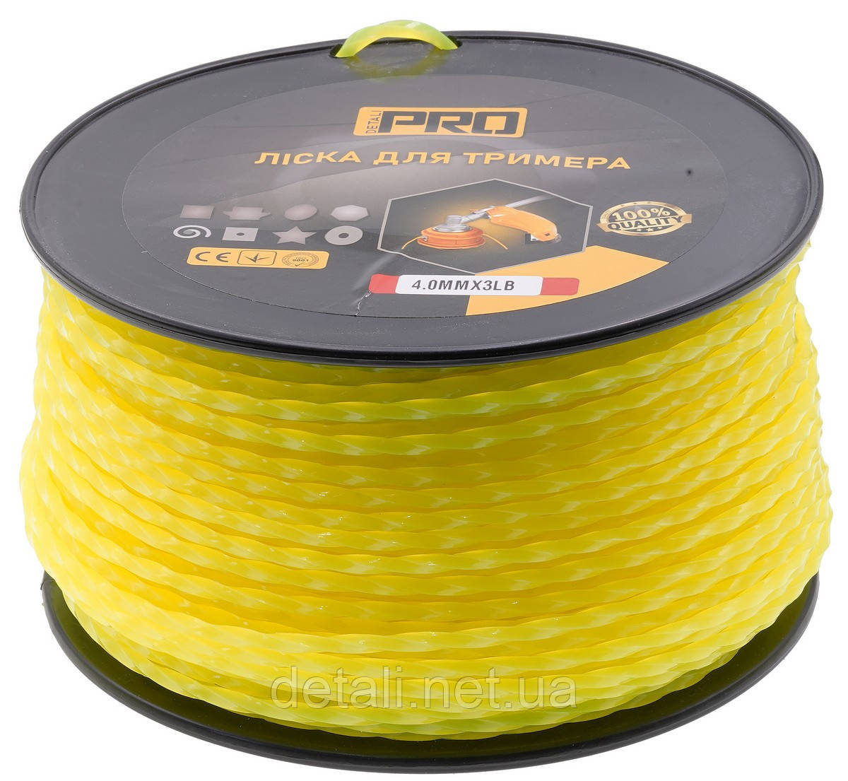 Ліска косильна спіраль d4 мм 3 LB (125 м) кручений квадрат