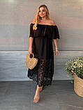 Ніжна легка сукня з шифону з воланом Тканина: шифон+підкладка+макраме Розміри: 48-50, 52-54, 56-58, 60-62, фото 3