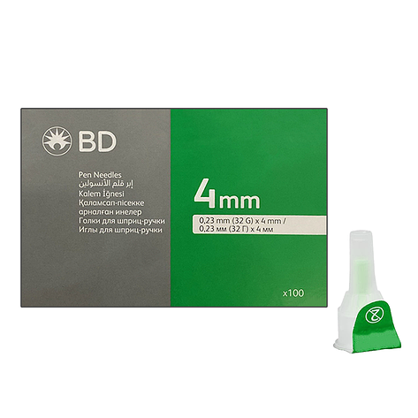 Голки для інсулінових шприців BD Micro-Fine Thin 4 мм (32G x 0,23 мм) 100 штук, фото 1