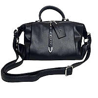 Женская сумка Alex&Mia с короткой ручкой и регулируемым плечевым ремнем из экокожи черная