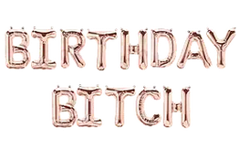 Надувні фольговані слова "Birthday Bitch" рожеве золото, 40 см
