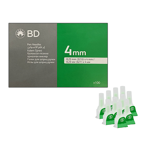 Голки для інсулінових шприців BD Micro-Fine Thin 4 мм (32G x 0,23 мм)/1000 штук, фото 1