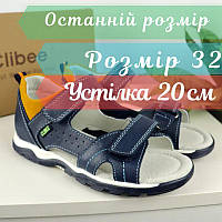 Сині босоніжки для хлопчика серія ортопед Clibee з відкритим носком і жорстким задником розмір 32 - устілка 20 см