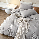 Світло-сіра сімейна постільна білизна з вареної бавовни, фото 2