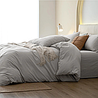 Світло-сіра сімейна постільна білизна з вареної бавовни, фото 4