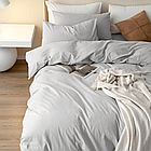 Світло-сіра сімейна постільна білизна з вареної бавовни, фото 6