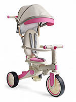 Дитячий триколісний велосипед-коляска-беговел MiniEgg 516 3 в 1 з козирком та батьківською ручкою рожевий