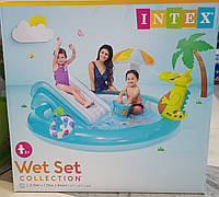 Надувной игровой центр з гіркою 57165 NP "Крокодил"  від 2 років, 160л, розпилювач, гірка, 201х170х84см