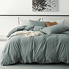 Зелено-бірюзова півтораспальна постільна білизна з вареної бавовни, фото 3