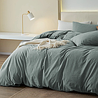 Зелено-бірюзова півтораспальна постільна білизна з вареної бавовни, фото 6