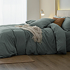 Зелено-бірюзова півтораспальна постільна білизна з вареної бавовни, фото 9