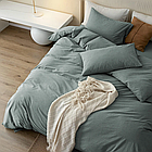 Зелено-бірюзова півтораспальна постільна білизна з вареної бавовни, фото 2