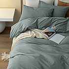 Зелено-бірюзова півтораспальна постільна білизна з вареної бавовни, фото 7