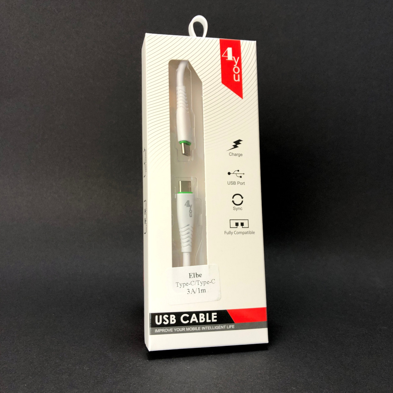 Кабель Type-C/Type-C 4you Elbe (3A, silicon) White