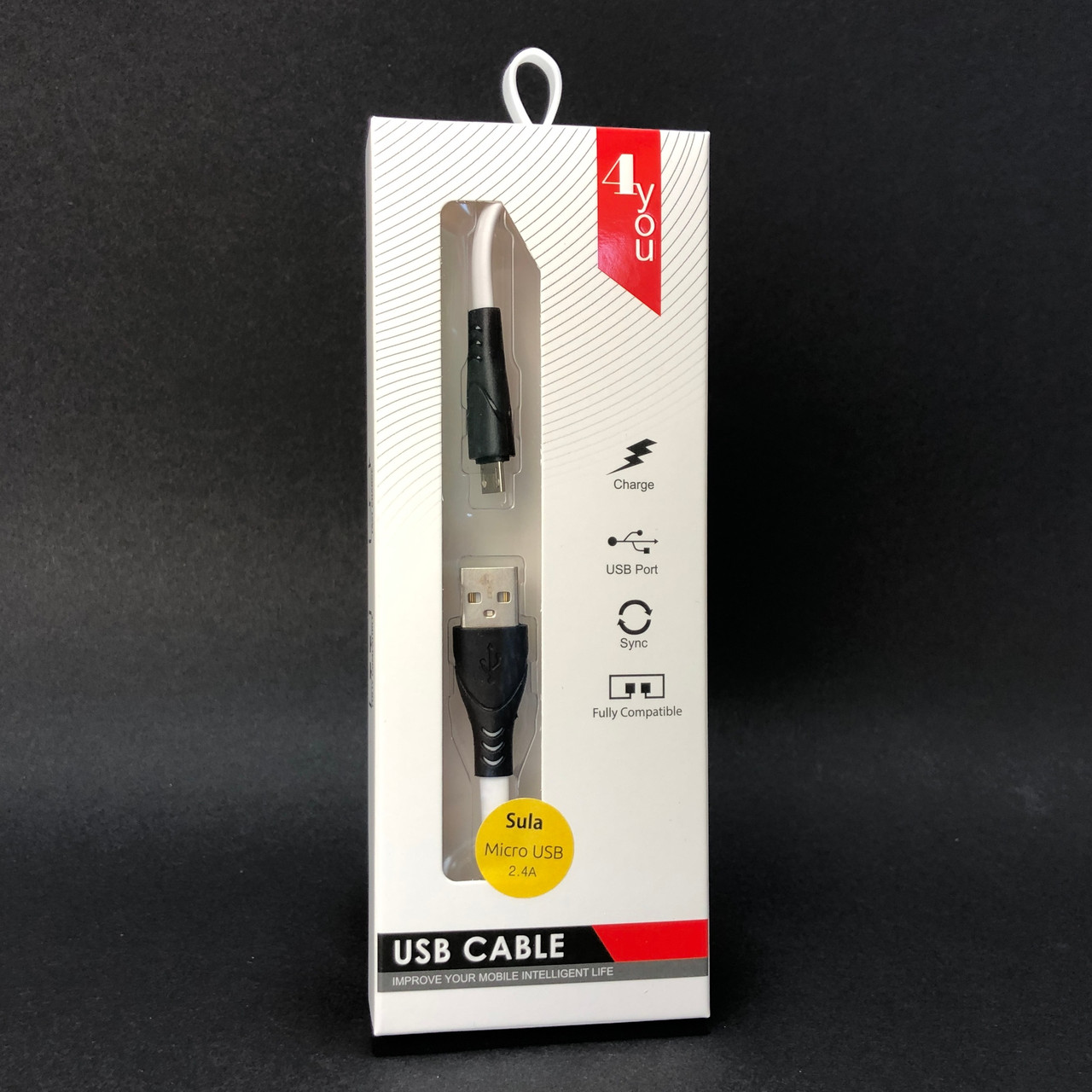 Кабель Usb Micro USB 4you Sula white (2.4A, Silicon), фото 1