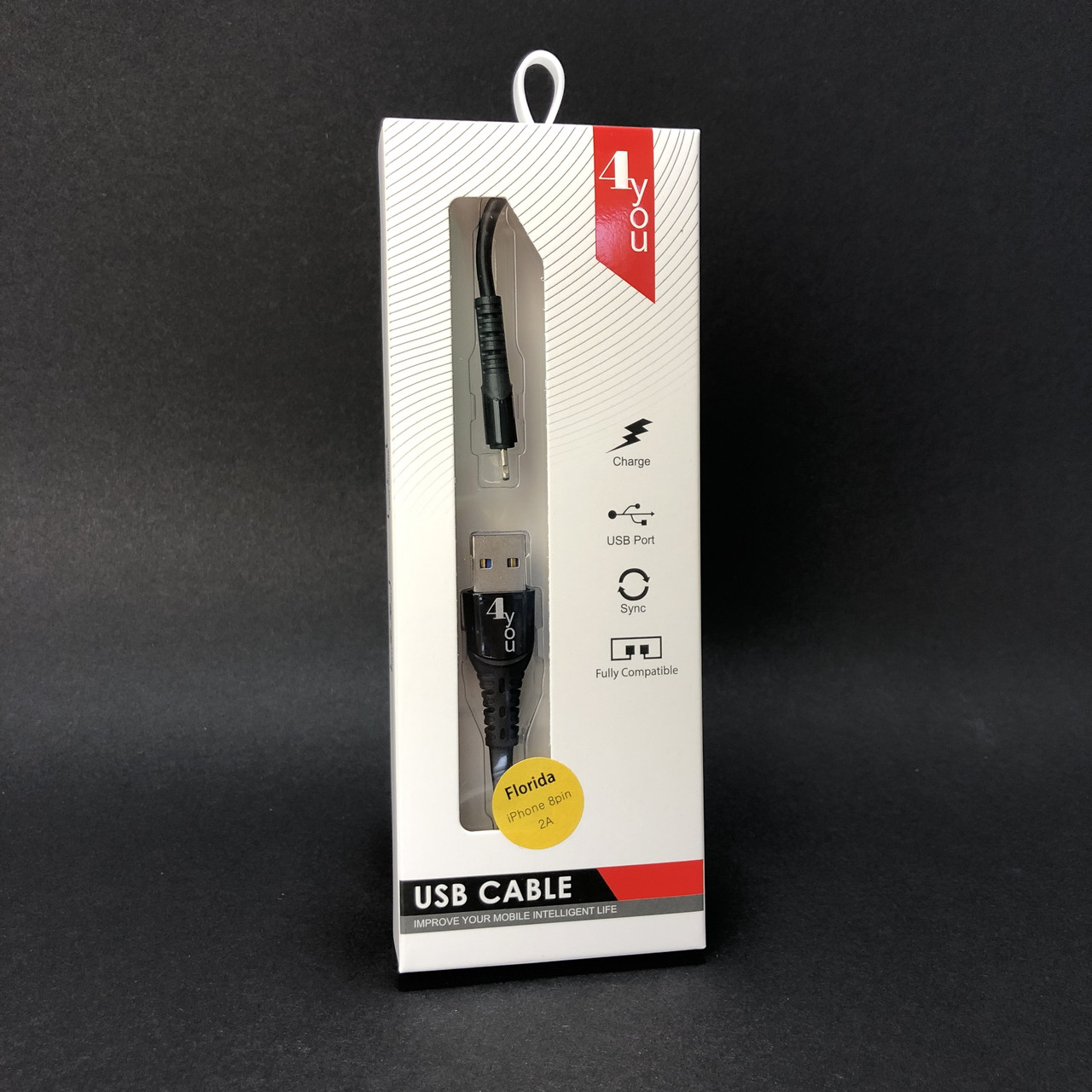 Кабель Usb Lightning 4you Florida (2A, silicon, чорний)