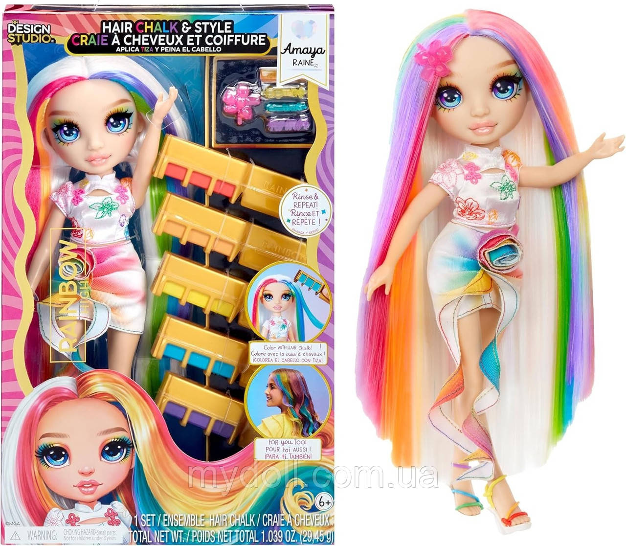 Лялька Рейнбоу Хай Амая Рейн Rainbow High Amaya Raine 526780 серії Крейда для волосся та укладання MGA Оригінал