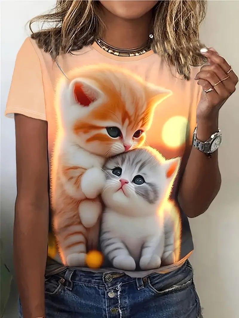 Жіноча футболка з милими котиками, фото 1
