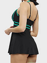 Танкіні закрита спина Fuba 25050 чорний-зелений 48 50 52 54 56 розмір, фото 2