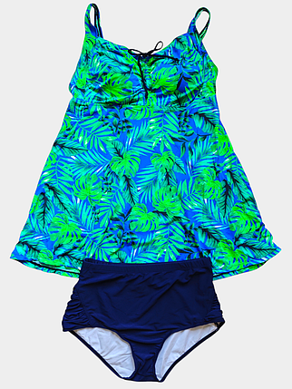 Купальник танкіні Sisianna 318001-29 синій-зелений 54 56 58 60 62 розмір, фото 1