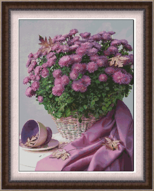 Набір для вишивання хрестиком - Lady Di - Осінній натюрморт з хризантемами Н-002, фото 1