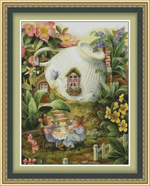 Набір для вишивання хрестиком - Lady Di - Мишаче чаювання в саду Ж-002, фото 1