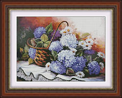 Набір для вишивання хрестиком - Lady Di - Гортензії та Ромашки Н-004