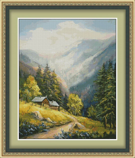 Набір для вишивання хрестиком Lady Di П-008 Біля підніжжя гір, фото 1