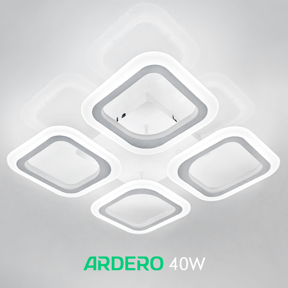 Люстра AL6550 ARD MATEO 40Вт LED біла Ardero 5000K 4400Lm (накладний cвітлодіодний світильник) чотири квадрати 355х70мм