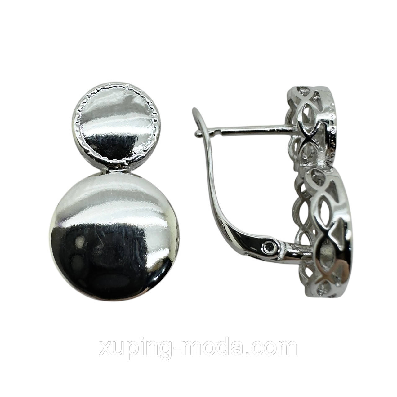 20х10 мм. Сережки ксюпінг. Родій, фото 1
