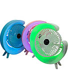 Настільний акумуляторний вентилятор з RGB підсвічуванням - портативний USB міні-вентилятор Fan Dazzle, Білий, фото 7