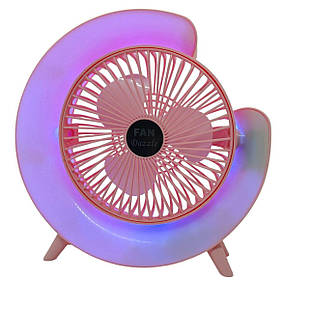 Портативний вентилятор з RGB підсвічуванням і акумулятором - настільний USB міні-вентилятор Fan Dazzle, Рожевий