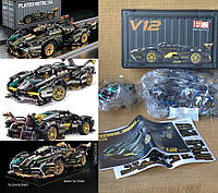 Конструктор Lamborghini Technic V12 Super car 1280 дет. спорткар з рухомими деталями 1:14 Ламборджині чорна