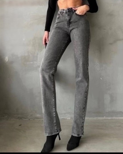 Джинси Zeo жіночі прямі труби стрейч сірі, фото 1