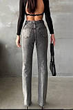 Джинси Zeo жіночі прямі труби стрейч сірі, фото 4