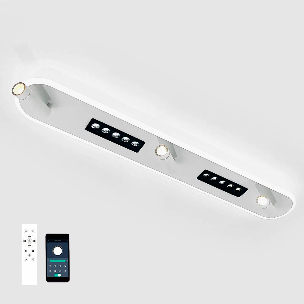 Керований LED світильник Esllse SHEFFIELD 52+6W 3RL APP білий з пультом та додатком для смартфону 800x120мм WHITE/BLACK