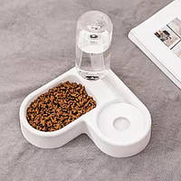 Миска для котів та собак подвійна Pet Love Bowl автопоїлка на підставці з відділом для корму