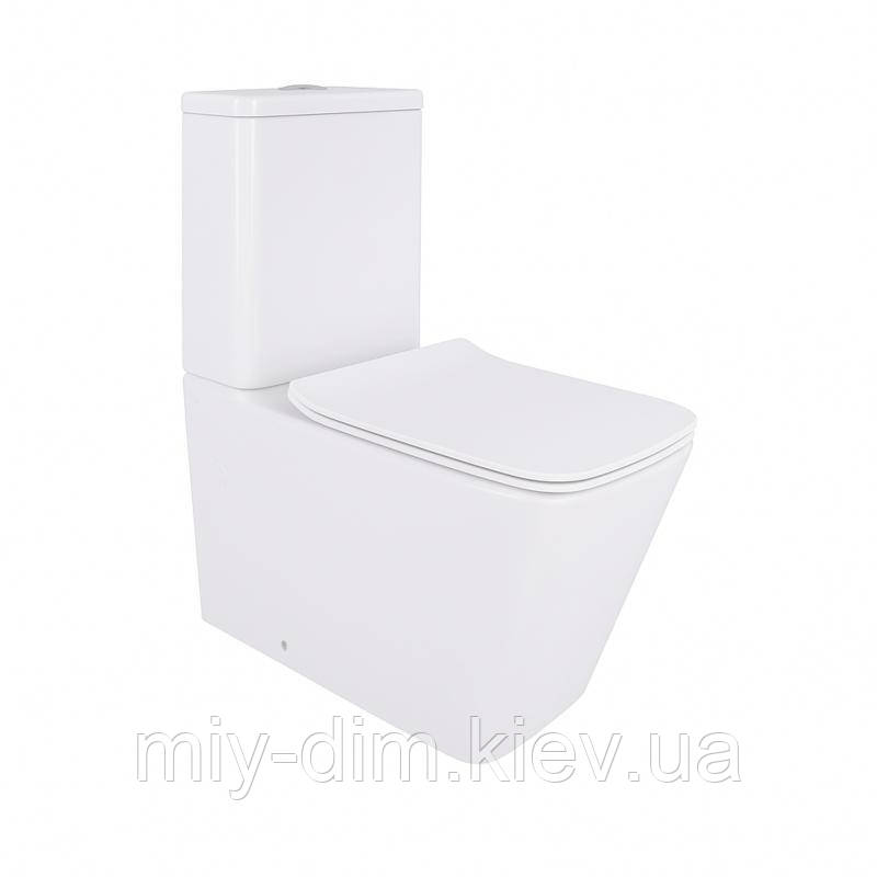 Унітаз-компакт Qtap Crow безобідковий з сідінням Soft-close QT05222170W
