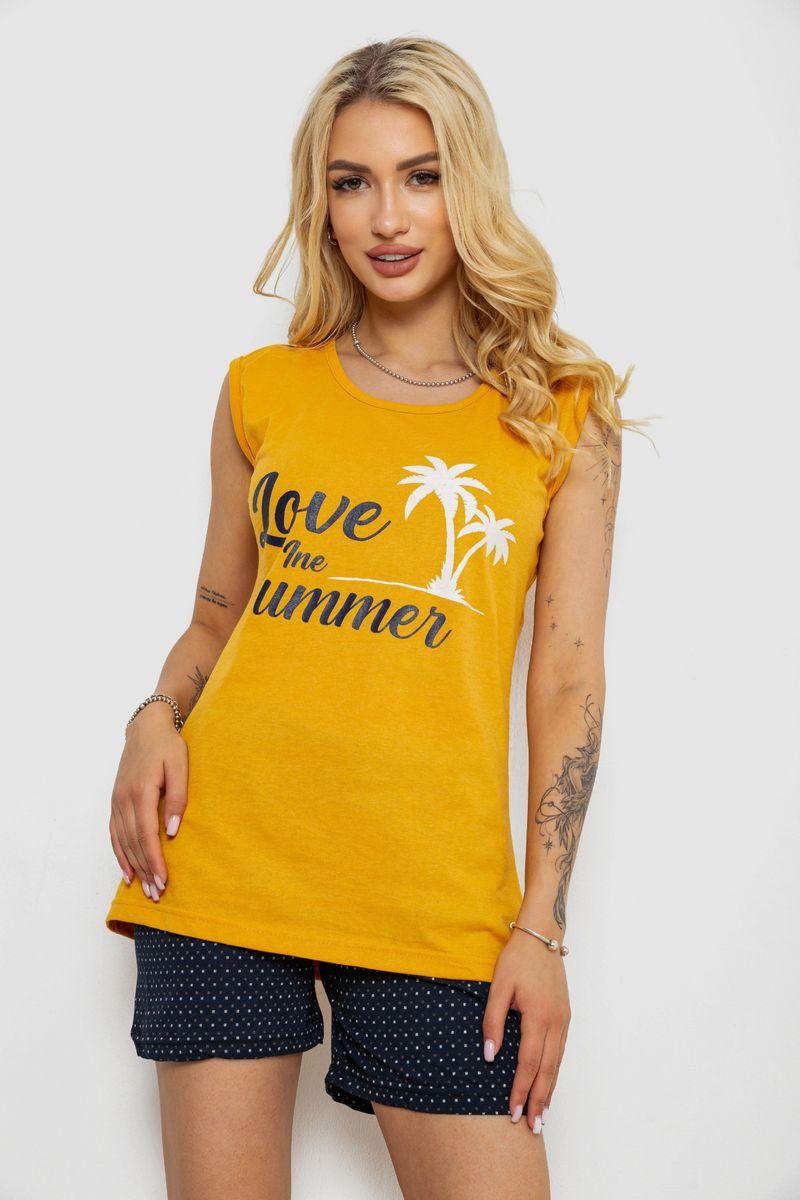 Піжама жіноча з принтом, колір жовтий, 243R2471, фото 1