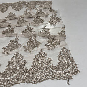 Тканина гіпюр вишита на сітці 135 см купон двосторонній Лате