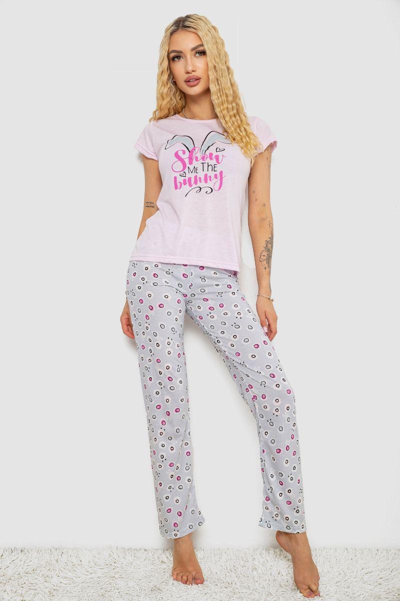 Піжама жіноча з принтом, колір рожевий, 243R7077, фото 1