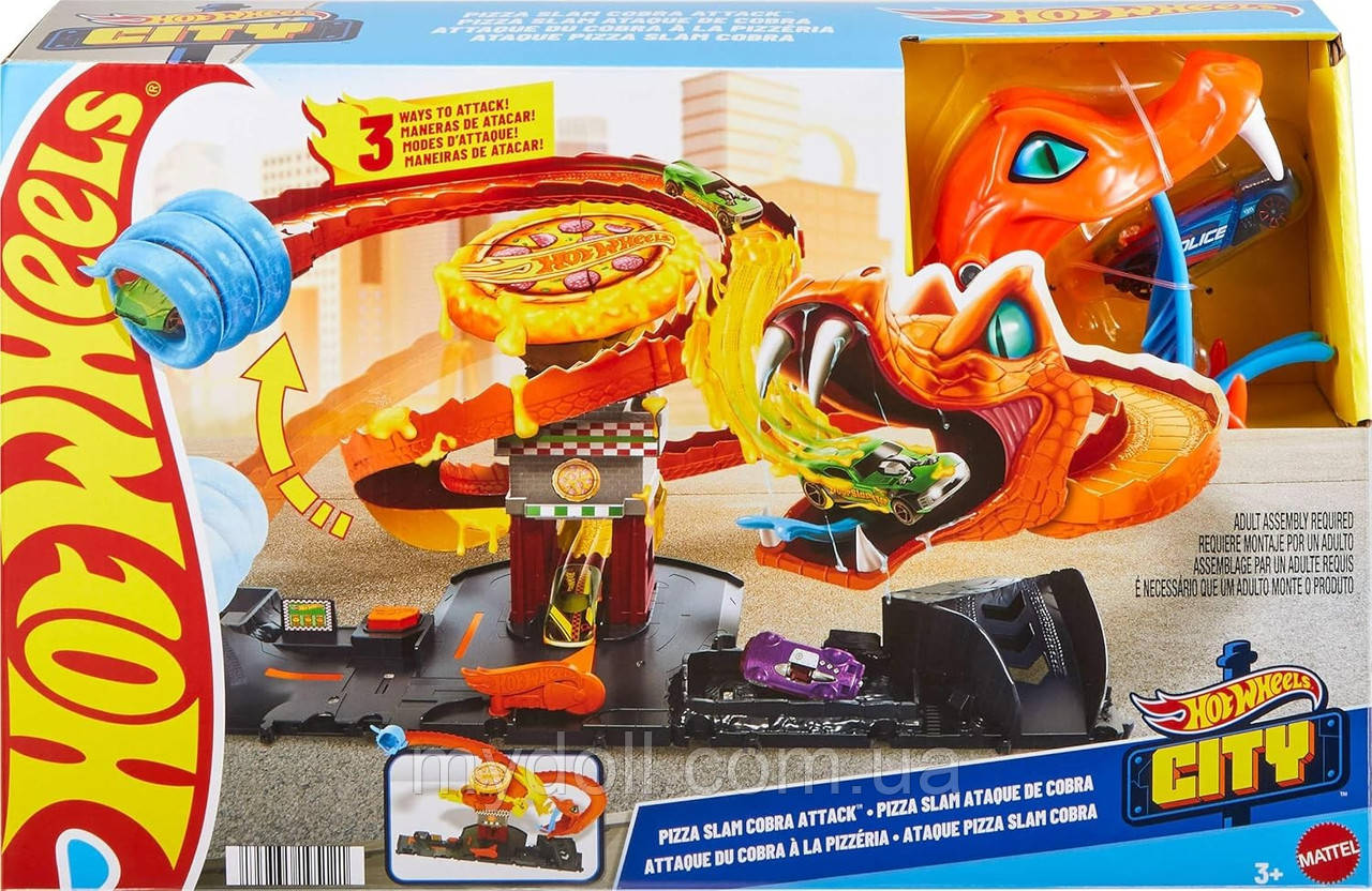 Трек Хот Вілс Атака кобри Ігровий набір Hot Wheels Pizza Slam Cobra Attack Playset HTN81 Mattel Оригінал, фото 1