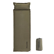 Килимок самонадувний одномісний з подушкою Naturehike CNK2300DZ014, 30мм, темно-зелений